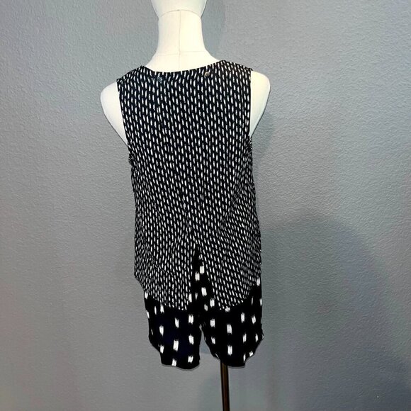 MADEWELL Black & White Tribal Print Ikat Brush Overlay Romper Open Back - EUC XS - Picture 5 of 13